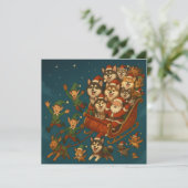 Santa with joyous pups and elves! save the date (Staand voorkant)