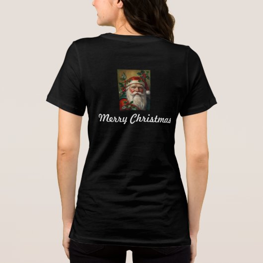 Santa With Mistletoe Tri-Blend Shirt (Achterkant)