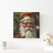 Santa With Mistletoe Vierkante Klok (Huis)