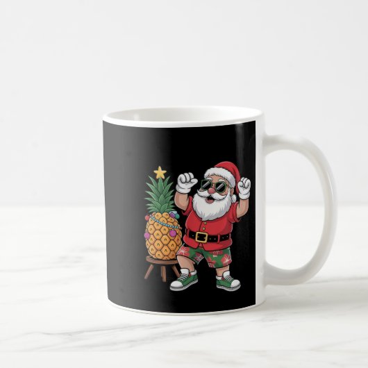 Santa With Pineapple Christmas Tree In Summer Time Koffiemok (Rechts)