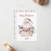 Santa with Presents Christmas Notitiekaartje (Voorkant / Achterkant in situ)