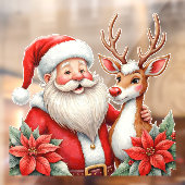 Santa With Rudolph The Rednosed Reindeer Shop Raamsticker (Vel 2)