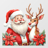 Santa With Rudolph The Rednosed Reindeer Shop Raamsticker (Vel)