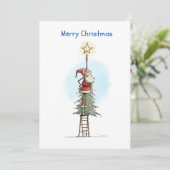 Santa with Star Feestdagenkaart (Staand voorkant)