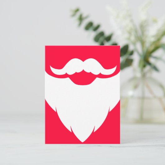 Santa witte baard en snor rood wit briefkaart (Staand voorkant)