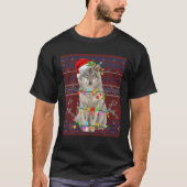 Santa Wolf kerstboom Light Pajama X-Mas Match T-shirt (Voorkant)