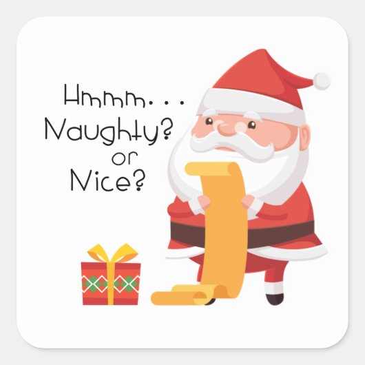 Santa Wonders Naughty of Nice? Vierkante Sticker (Voorkant)
