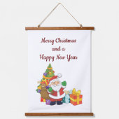 Santa Wood Topped Wall Tapestry Hangend Wandkleed (Voorkant)