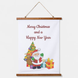 Santa Wood Topped Wall Tapestry Hangend Wandkleed