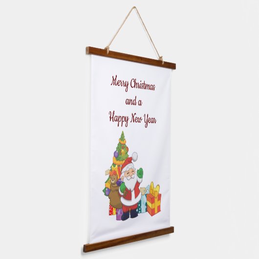 Santa Wood Topped Wall Tapestry Hangend Wandkleed (Gebogen)