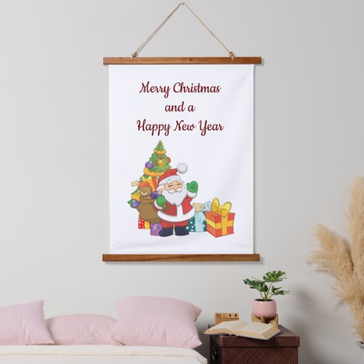 Santa Wood Topped Wall Tapestry Hangend Wandkleed (Slaapkamer)