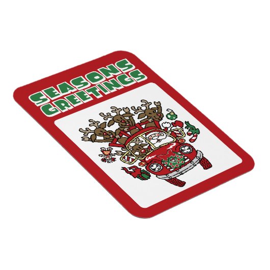 Santa Woody en zijn rendierkerstCartoon Magneet (Rechterzijde)