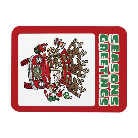 Santa Woody en zijn rendierkerstCartoon Magneet (Horizontaal)