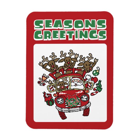 Santa Woody en zijn rendierkerstCartoon Magneet (Verticaal)