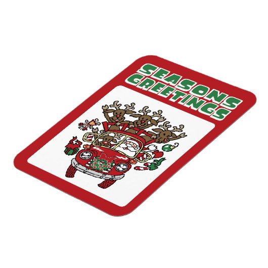 Santa Woody en zijn rendierkerstCartoon Magneet (Linkerzijde)