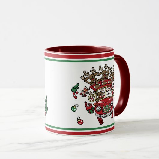 Santa Woody en zijn rendierkerstCartoon Mok (Voorkant rechts)