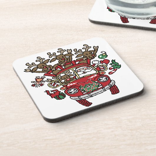 Santa Woody en zijn rendierkerstCartoon Onderzetter (Linkerzijde)