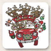 Santa Woody en zijn rendierkerstCartoon Onderzetter (Voorkant)