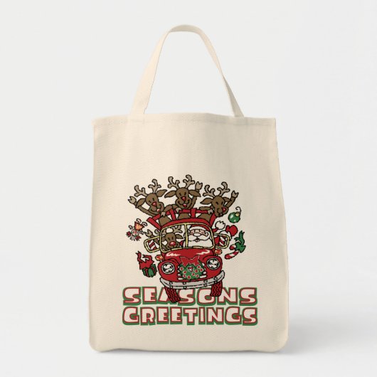 Santa Woody en zijn rendierkerstCartoon Tote Bag (Voorkant)