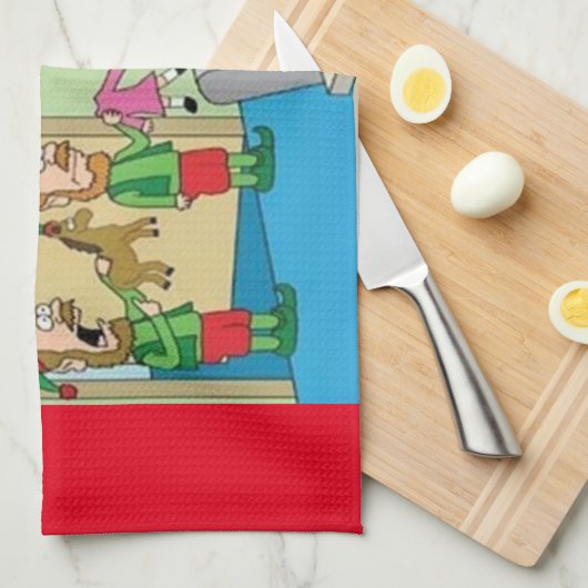 Santa Workshop-bewerking Theedoek (Quarter Fold)