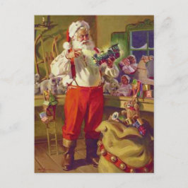 Santa Workshop en Speelgoedavintage Kerstmis Feestdagenkaart
