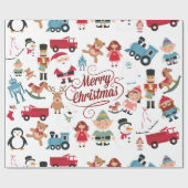 Santa Workshop-speelgoed Elves kerstpapier Cadeaupapier (Vlak)