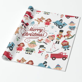 Santa Workshop-speelgoed Elves kerstpapier Cadeaupapier