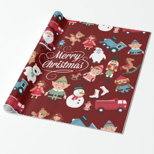 Santa Workshop-speelgoed Elves kerstpapier Cadeaupapier