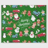 Santa Workshop-speelgoed Elves kerstpapier Cadeaupapier (Vlak)