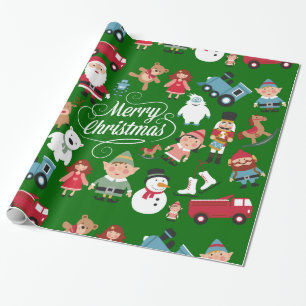 Santa Workshop-speelgoed Elves kerstpapier Cadeaupapier