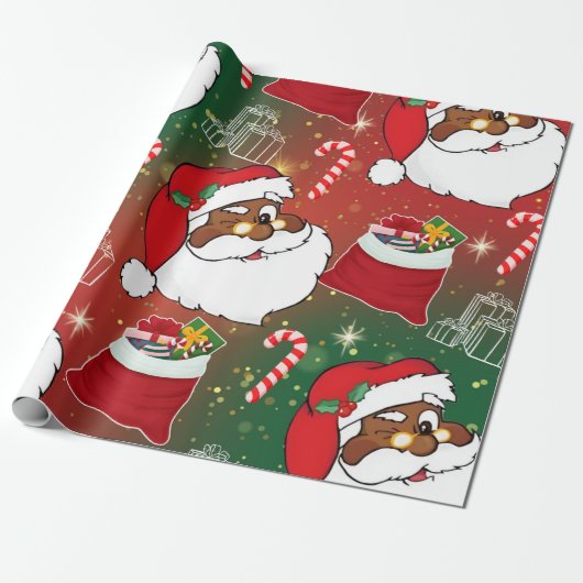 Santa Wrapping Paper Cadeaupapier (Uitgerold)