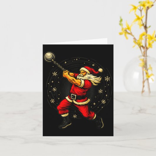 Santa Wrecking Ball Christmas Gym Fitness Humor  Kaart (Gele Bloem)