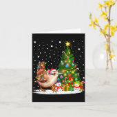 Santa Wren Bird Xmas Tree Lighting Wren Christmas  Kaart (Gele Bloem)