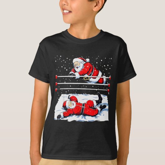 Santa Wrestling Lover Wrestler Christmas Xmas Paja T-shirt (Voorkant)