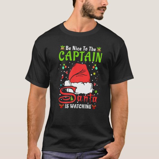 Santa Xmas Pajamas Be Nice To The Captain Christma T-shirt (Voorkant)