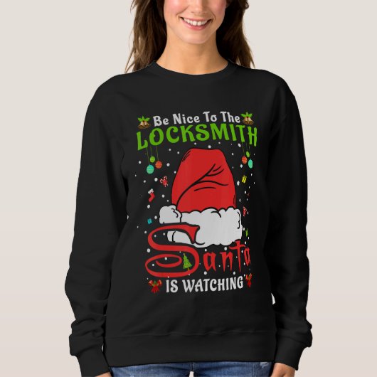 Santa Xmas Pajamas Be Nice To The Locksmith Christ Trui (Voorkant)
