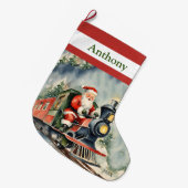 Santa Xmas Train Boys Grote Kerstsok (Voorkant (Hangend))