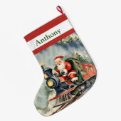 Santa Xmas Train Boys Grote Kerstsok (Achterkant (Hangend))