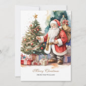  Santa & Xmas Tree gepersonaliseerd Feestdagenkaart (Voorkant)