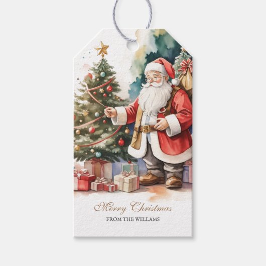  Santa & Xmas Tree gepersonaliseerde geschenk Labe Cadeaulabel (Voorkant)