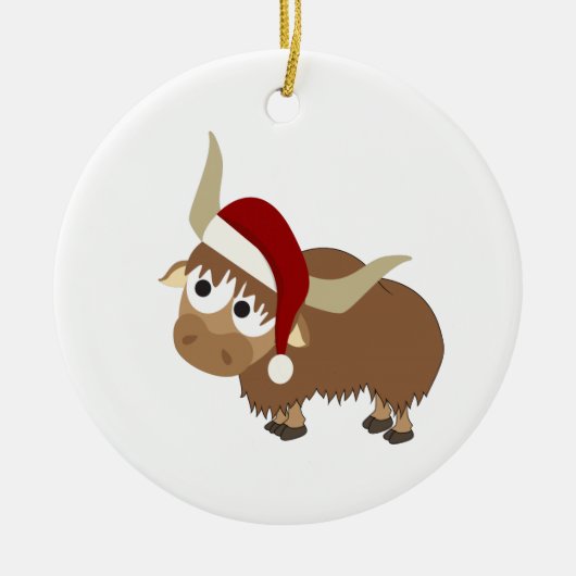 Santa Yak Keramisch Ornament (Voorkant)