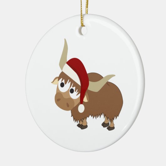 Santa Yak Keramisch Ornament (Links)