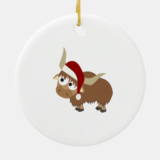 Santa Yak Keramisch Ornament (Achterkant)