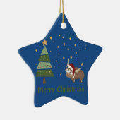 Santa Yak-kerstscène Keramisch Ornament (Rechts)