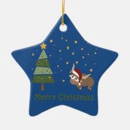 Santa Yak-kerstscène Keramisch Ornament