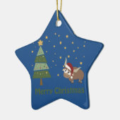 Santa Yak-kerstscène Keramisch Ornament (Links)