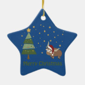 Santa Yak-kerstscène Keramisch Ornament (Achterkant)