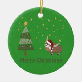 Santa Yak-kerstscène Keramisch Ornament