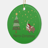 Santa Yak-kerstscène Keramisch Ornament (Links)