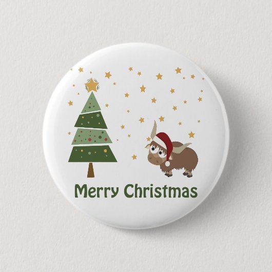 Santa Yak-kerstscène Ronde Button 5,7 Cm (Voorkant)